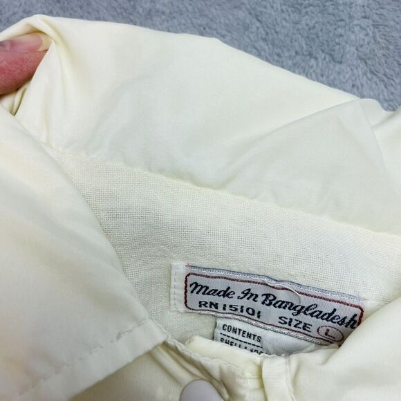 Vintage Ford Federation Windbreaker Jacket Mens L White Nylon Lined Snap Front - Picture 10 of 10